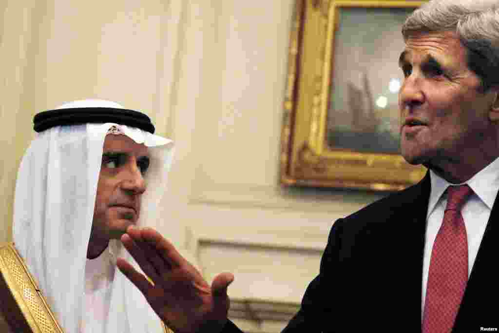 U.S. Secretary of State John Kerry meets with Saudi Foreign Minister Adel Al-Jubeir at the State Department in Washington, Sept. 2, 2015.