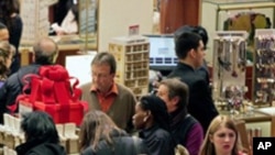 Macy's aisles are crowded with shoppers on Black Friday - called that because the surge of shoppers could take retailers into profitability, Manhattan, New York.