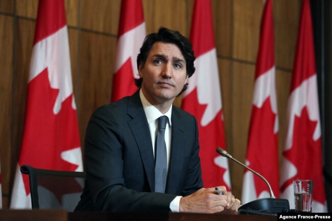 FILE - Canada's Prime Minister Justin Trudeau speaks at a news conference in Ottawa, Canada, Jan. 12, 2022. (Photo by Dave Chan / AFP)