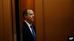 House Intelligence Committee Chairman Rep. Adam Schiff of California arrives to attend a closed-door meeting as part of the House impeachment inquiry into President Donald Trump, on Capitol Hill, Oct. 23, 2019.