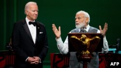 2023年6月22日，美國總拜登(左)在白宮為印度總理莫迪(右)舉行國宴。
