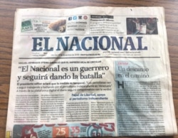 FILE - The last print edition of El Nacional, one of Venezuela's oldest newspapers, is seen in a December 2018 photo. (VOA/Adriana Nuñez Rabascall and Alvaro Algarra)