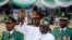 FILE - Nigeria's new President Bola Ahmed Tinubu, center, after taking an oath of office at a ceremony in Abuja, Nigeria, May 29, 2023. An appeals court in Nigeria was to rule Sept. 6, 2023, on whether Tinubu's election victory in February was legitimate, 
