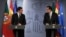 Spain's Prime Minister Mariano Rajoy, right, and Portugal's Prime Minister Pedro Passos Coelho, left, during a press conference at the Moncloa Palace in Madrid, May 13, 2013