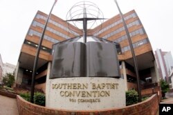 View of the Southern Baptist Convention headquarters in Nashville, Tenn. On Tuesday, Sept. 19, 2023, Southern Baptist leaders ousted an Oklahoma church whose pastor defended his black- and red-face performances at church events. (AP Photo/Mark Humphrey).