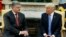 President Donald Trump speaks during a meeting with Ukrainian President Petro Poroshenko in the Oval Office of the White House, June 20, 2017, in Washington. 