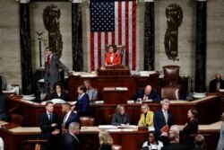 Speaker of the House Nancy Pelosi presides over the U.S. House of Representatives vote on a resolution that sets up the next steps in the impeachment inquiry of U.S. President Donald Trump on Capitol Hill in Washington, D.C.