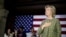 U.S. Democratic presidential candidate Hillary Clinton reacts after speaking at a campaign event at Temple University in Philadelphia, Pennsylvania, Sept. 19, 2016. 