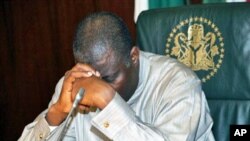 Nigeria's new acting president and commander in chief Goodluck Jonathan is pictured as he takes office in Abuja, 10 Feb 2010