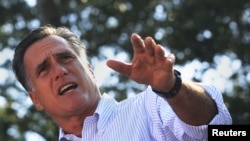 U.S. Republican presidential candidate Mitt Romney speaks during a campaign stop in St. Augustine, Florida August 13, 2012. 
