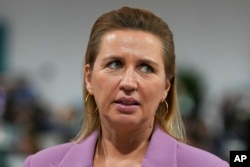 Perdana Menteri Denmark Mette Frederiksen di KTT Iklim PBB COP29, di Baku, Azerbaijan, Selasa, 12 November 2024. (Peter Dejong/AP)