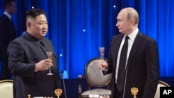 资料照：俄罗斯总统普京与朝鲜领导人在俄罗斯远东地区符拉迪沃斯托克举行会晤。（2019年4月25日）