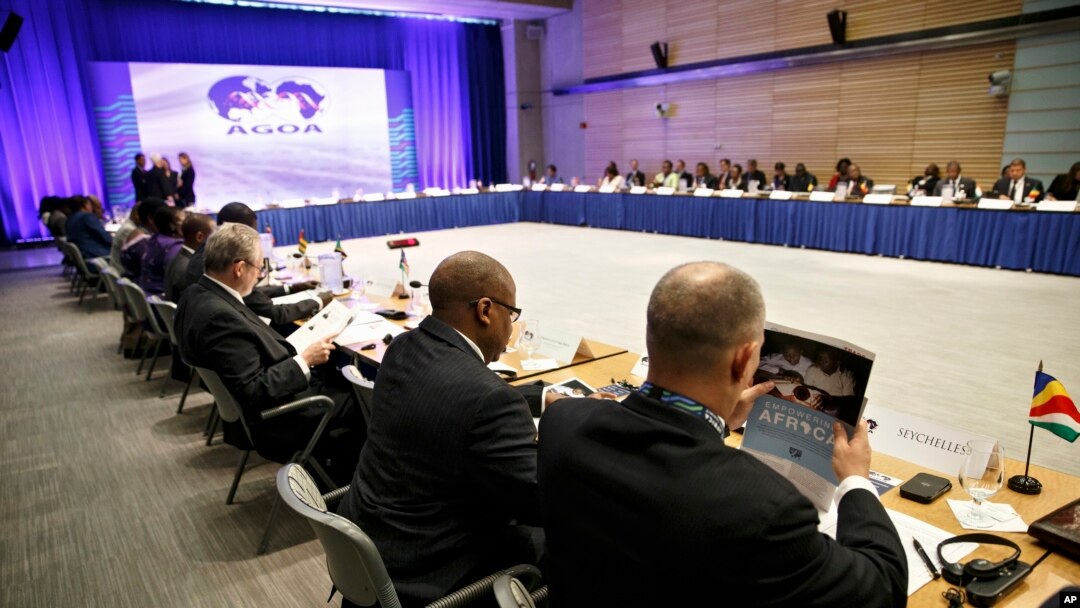 Delegates to the African Growth and Opportunity Act Forum gather for a meeting at the World Bank in Washington, Aug. 4, 2014, as the U.S.-Africa Leaders Summit gets underway.