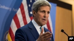 FILE - U.S. Secretary of State John Kerry speaks during a press conference.
