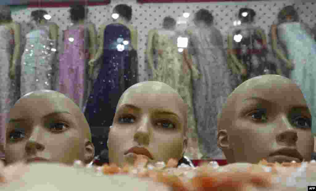 The heads of mannequins are seen at a at a women&#39;s clothing store in Herat. The Taliban have ordered shop owners in western Afghanistan to cut off the heads of mannequins, insisting figures representing the human form violate Islamic law. 