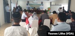 Rapat Koordinasi Penyusunan Pedoman Penanganan Bencana (Disaster Plan) Seluruh UPT (Unit Pelaksana Teknis) Pemasyarakatan di Rutan Kelas IIA Palu (10/9/2019). (Foto: VOA/Yoanes Litha)