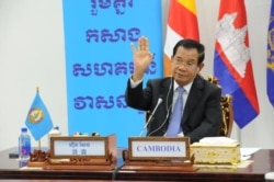 柬埔寨首相兼柬埔寨人民党主席洪森在中国共产党和世界政党视频峰会上讲话。（2021年7月6日）