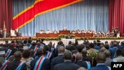 Joseph Kabila, alors président de la RDC, lors d'une session conjointe extraordinaire du parlement à Kinshasa, le 15 novembre 2016.