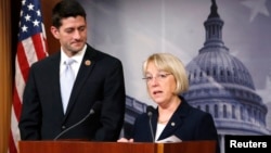 La senadora Patty Murray y el congresista Paul Ryean anuncia el acuerdo bipartidista, que debe ser sometido a votación en los próximos días en ambas Cámaras del Congreso.