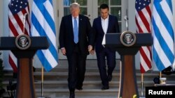 Donald Tramp i Aleksis Cipras pred početak konferencije za novinare u Beloj kući 