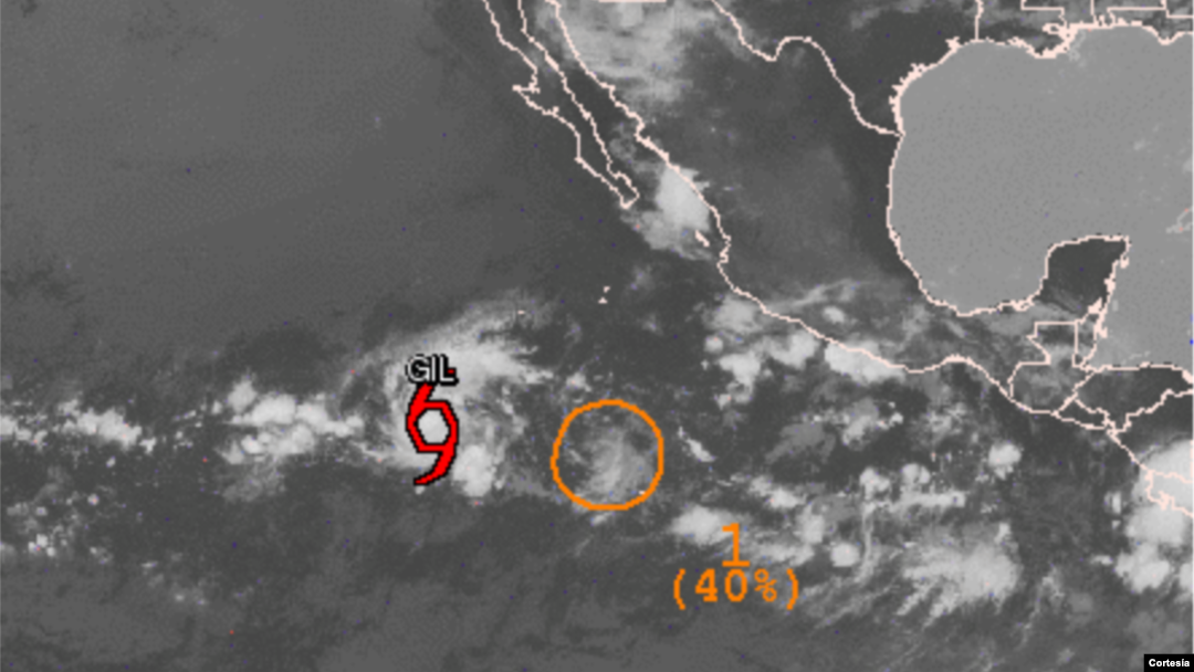 Ubicación de la tormenta Gil, en una foto proporcionada por el Centro Nacional de Huracanes de Miami.