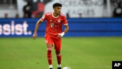 FILE - Bayern Munich defender Noussair Mazraoui in action during the first half of a friendly game against D.C. United, in Washington, July 20, 2022.