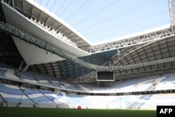 Stadion Al-Wakrah (Al-Janoub), stadion untuk gelaran Piala Dunia yang dirancang arsitek Inggris-Irak, Zaha Hadid, sekitar 15 kilometer dari Ibu Kota Qatar, Doha, 28 Maret 2019.