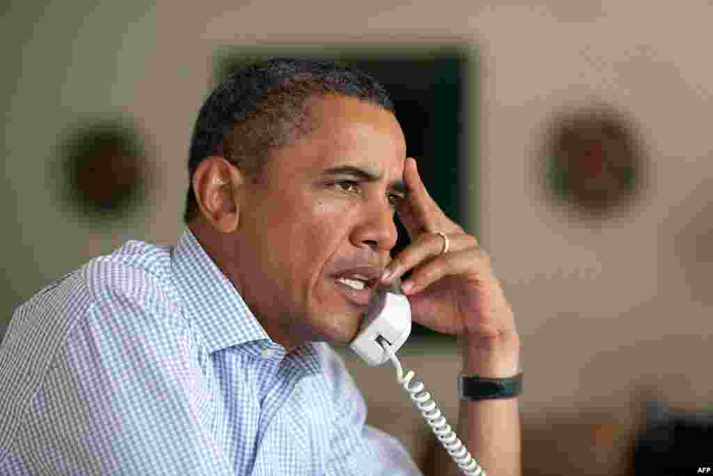 August 25: President Barack Obama holds a conference call on Hurricane Irene with FEMA Director Craig Fugate, Homeland Security Secretary Janet Napolitano, Chief of Staff Bill Daley, and John Brennan, Assistant to the President for Homeland Security, in C