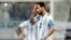 Lionel Messi de Argentina reacciona después del tercer gol de Croacia durante el partido del grupo D entre Argentina y Croacia en la Copa Mundial de fútbol 2018 en el Estadio Nizhny Novgorod en Nizhny Novgorod, Rusia, el jueves 21 de junio de 2018. Croacia ganó 3-0. (AP Photo / Petr David Josek)