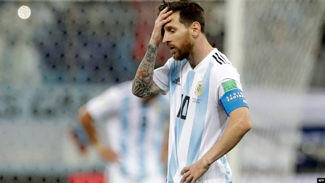 Tiền đạo Lionel Messi trong trận thua Croatia hôm 21/6.