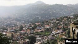 FILE - General view shows the city center of Freetown, Sierra Leone, Aug. 19, 2017. 