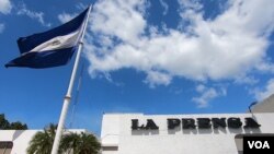 FILE - La Prensa headquarters in Managua, Nicaragua, Feb. 7, 2020.