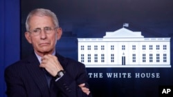 Direktur Institut Nasional AS untuk Alergi dan Penyakit Menular, Dr. Anthony Fauci di Gedung Putih, Washington, D.C., 1 April 2020. 