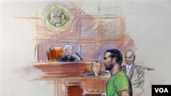 Sketsa persidangan Amine El Khalifi di pengadilan negeri Alexandria, Virginia (17/2).