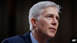 Supreme Court Justice nominee Neil Gorsuch testifies on Capitol Hill in Washington, March 21, 2017, at his confirmation hearing before the Senate Judiciary Committee. 