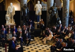 U.S. President Donald Trump speaks during the yearly  National Prayer Breakfast astatine  the U.S. Capitol successful  Washington connected  Feb. 6, 2025.