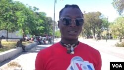 This anti-government protester, in Port-au-Prince Feb. 8, 2021, told VOA he supports the opposition's decision to name a Supreme Court justice as provisional president. (Photo: Matiado Vilme / VOA)