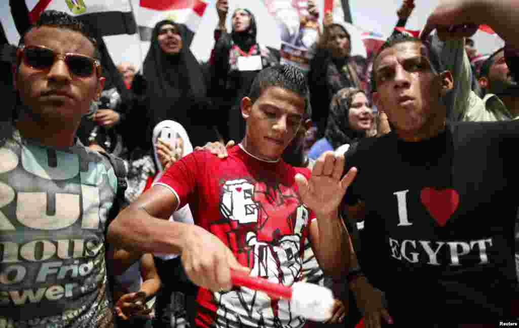 Morsi supporters celebrated in Tahrir square.