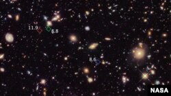 Hubble Space Telescope picture of primitive galaxies