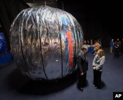 FILE - The Bigelow Expandable Activity Module (BEAM) is shown during a news conference in Las Vegas, Jan. 16, 2013.