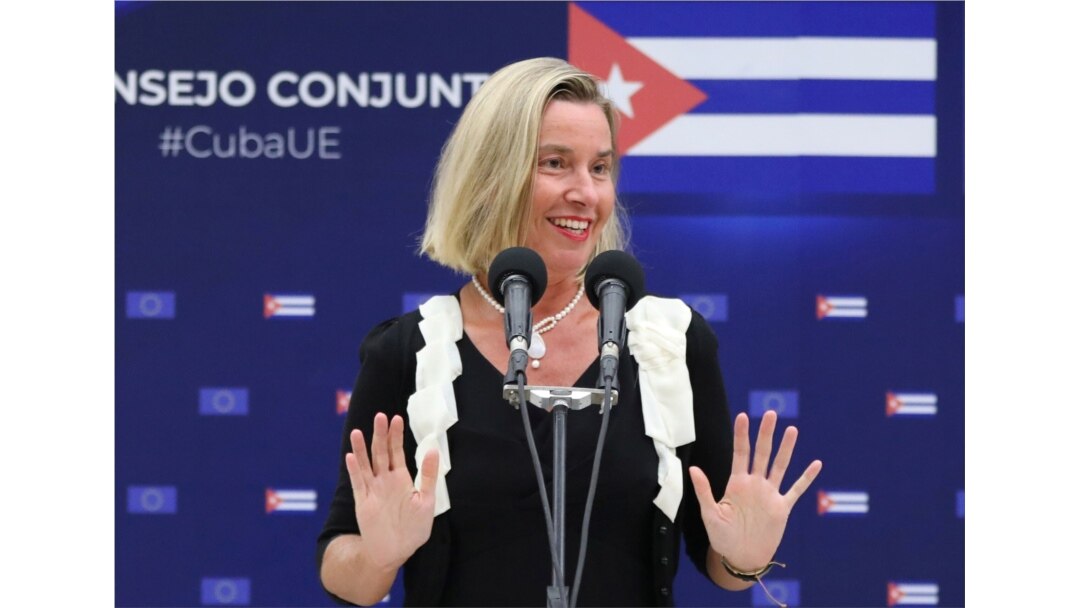 European Union Foreign Policy Chief Federica Mogherini speaks during a joint news conference with Cuba's Foreign Minister Bruno Rodriguez (not pictured) in Havana, Cuba, Sept. 9, 2019.