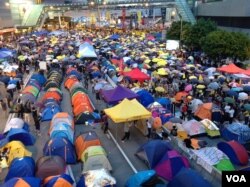 香港“占中”满月，各界集会纪念（美国之音海彦拍摄）