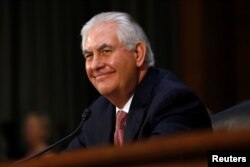 FILE - Rex Tillerson testifies before a Senate Foreign Relations Committee confirmation hearing on his nomination to be U.S. secretary of state in Washington, Jan. 11, 2017.