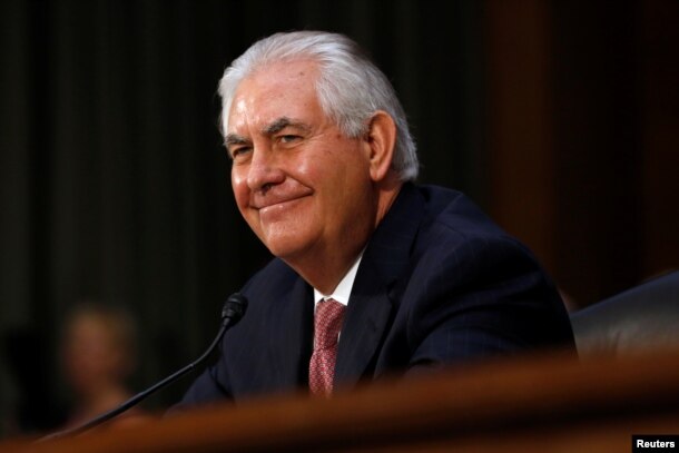 FILE - Rex Tillerson testifies before a Senate Foreign Relations Committee confirmation hearing on his nomination to be U.S. secretary of state in Washington, Jan. 11, 2017.