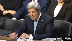 Massachusetts Sen. John Kerry at his confirmation hearing on Capitol Hill, Jan. 24, 2013. 