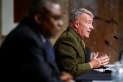 Gen. Kenneth McKenzie, commander of the United States Central Command, speaks during a Senate Armed Services Committee hearing on the conclusion of military operations in Afghanistan and plans for future counterterrorism operations, on Capitol Hill, Sept.