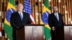 U.S. Secretary of State Mike Pompeo, left, attends a meeting with Brazil's Foreign Minister Ernesto Araujo at Itamaraty Palace in Brasilia, Brazil, Jan. 2, 2019.