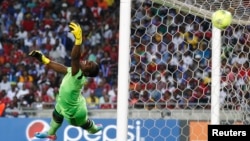FILE - Senzo Meyiwa is seen during a match at Orlando Stadium in Soweto Nov. 2, 2013.