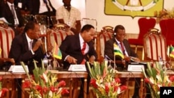 President of Burkina Faso, Head of State of Niger and Prime Minister of Benin Republic during the head of state round table of the ADEA education conference in Burkina Faso.