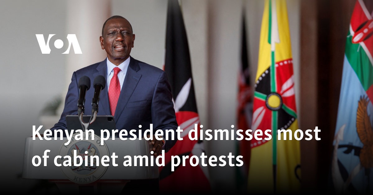 Kenyan president dismisses most of cabinet amid protests